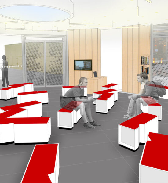 Salon mit Mehrfunktionsmöbeln