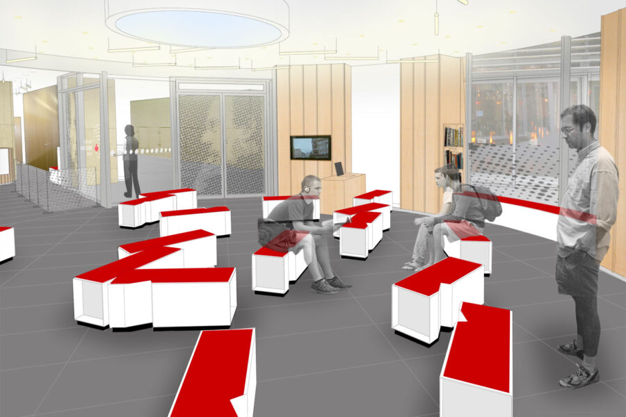 Salon mit Mehrfunktionsmöbeln