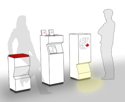 Möbelanfertigung als Hocker, Prospektständer und Ausstellungsträger