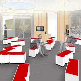 Salon mit Mehrfunktionsmöbeln