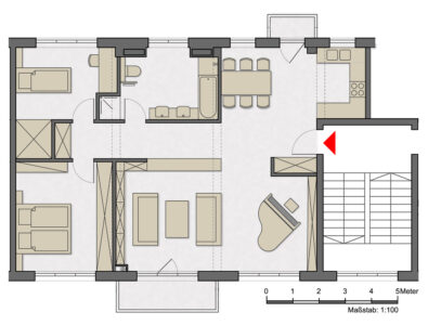 Grudriss mit Flügel, geplant von raumdeuter, Innenarchitekt in Berlin