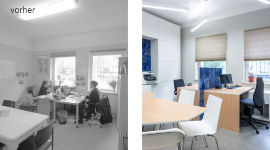Vorher-Nachher-Bild vom Beratungsraum